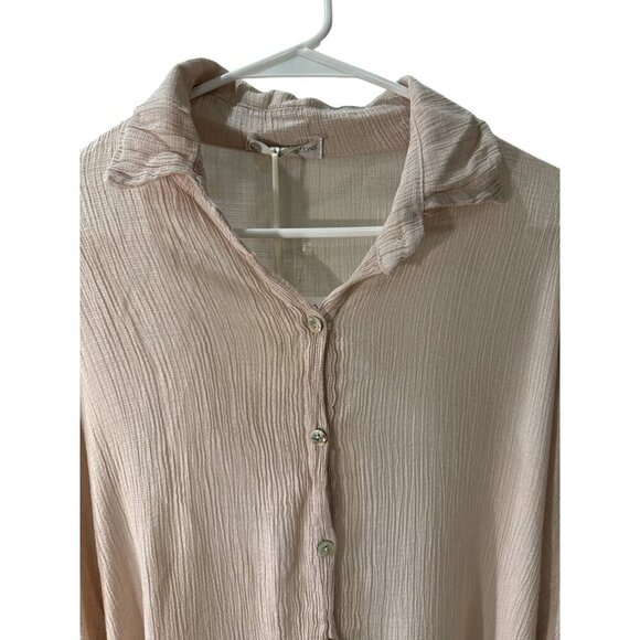Cobblestone Living Belisa Pleated Button Up Blouse Made in Italy Size L/XL NWT - Picture 5 of 8